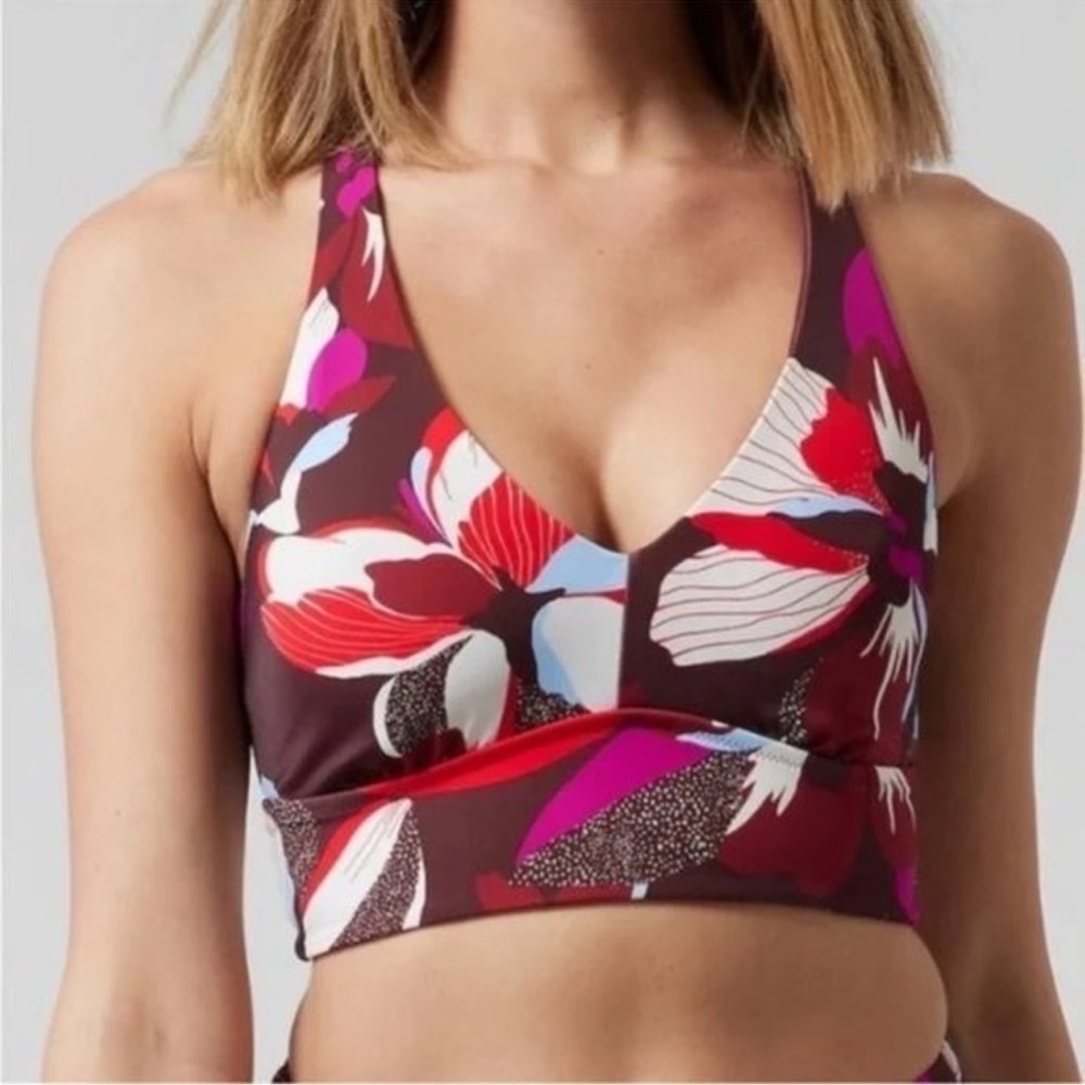 NEW Athleta Plunge Bikini Top Floral D-DD Cup 657727 Size Small NWT